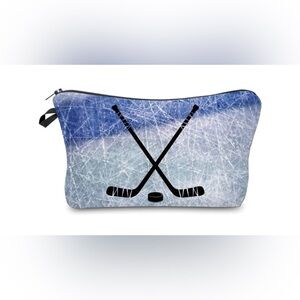 Hockey Themed Blue Zipper Pouch